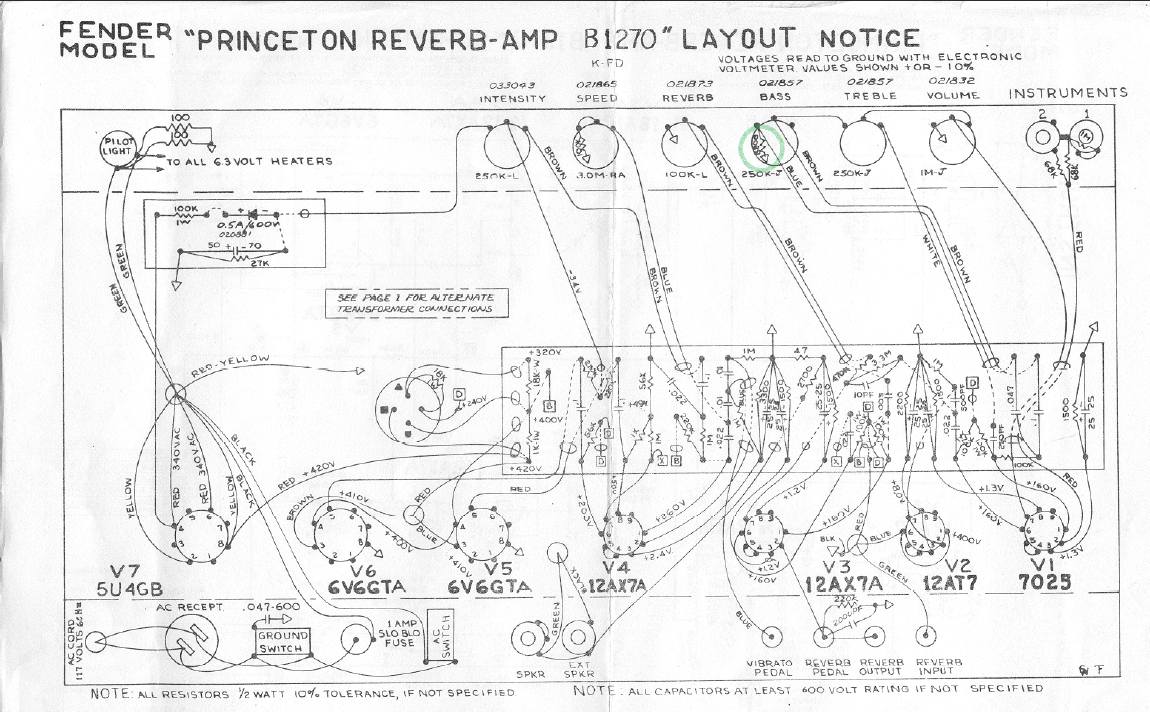 Fender Deluxe Tube Chart