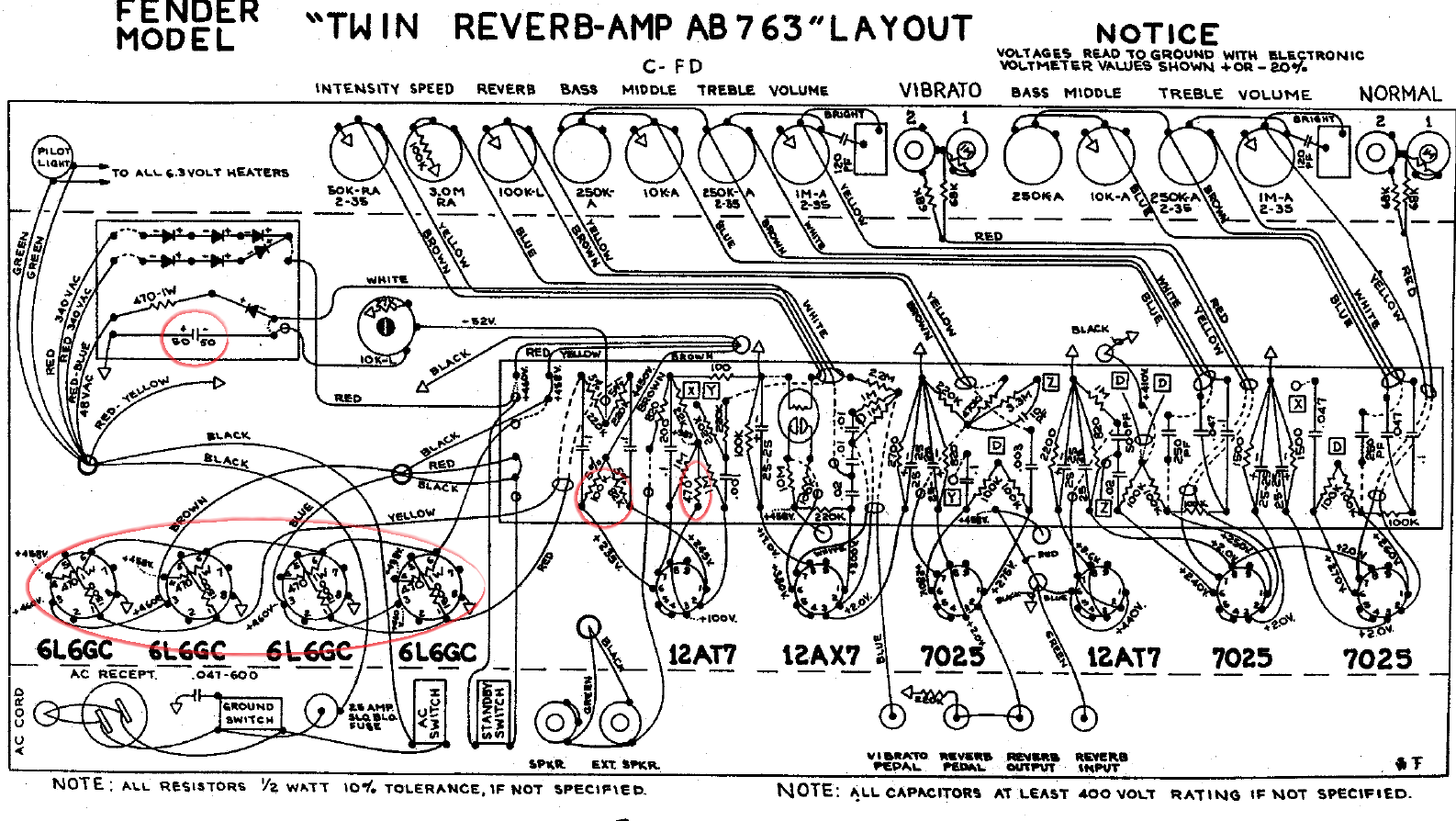 Twin Reverb Tube Chart