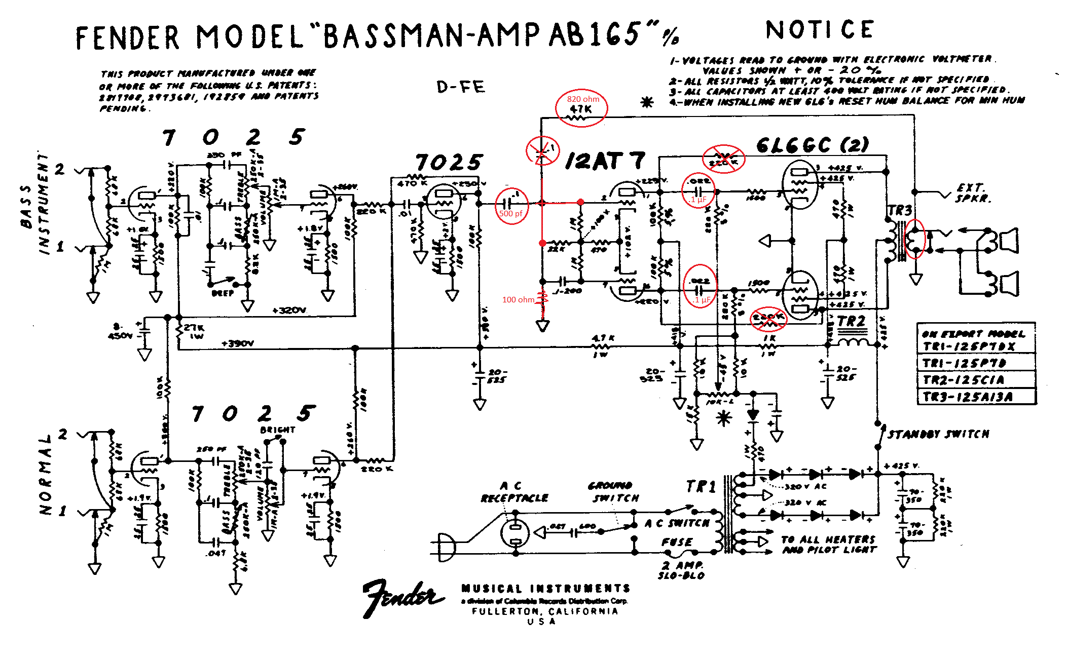 Preamp Tube Gain Chart